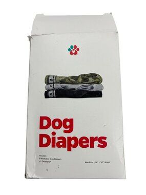 Pet Parents Washable Dog Diapers Medium 14"-20" Waist Camo 3-Pack